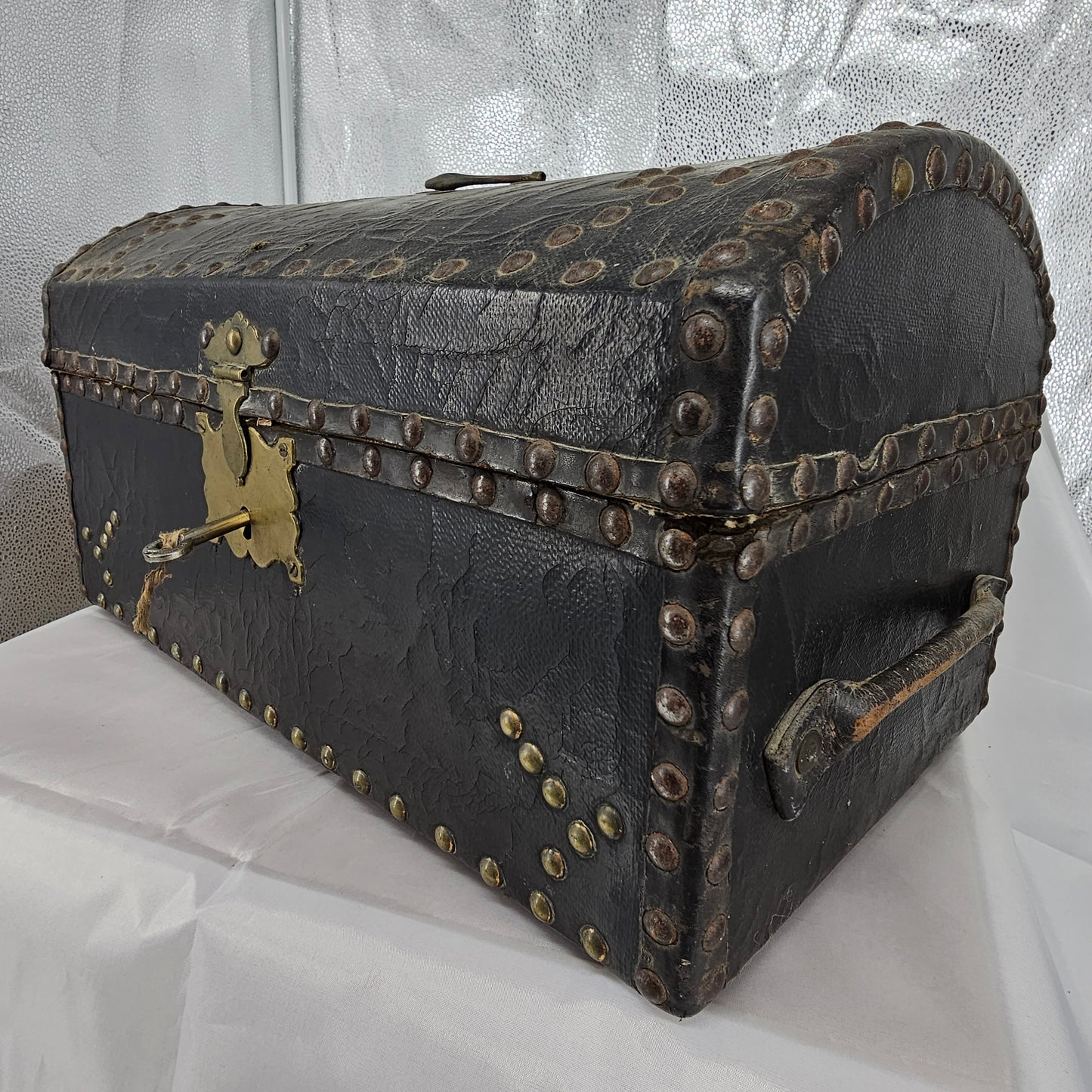 Small Georgian Domed Leather Trunk