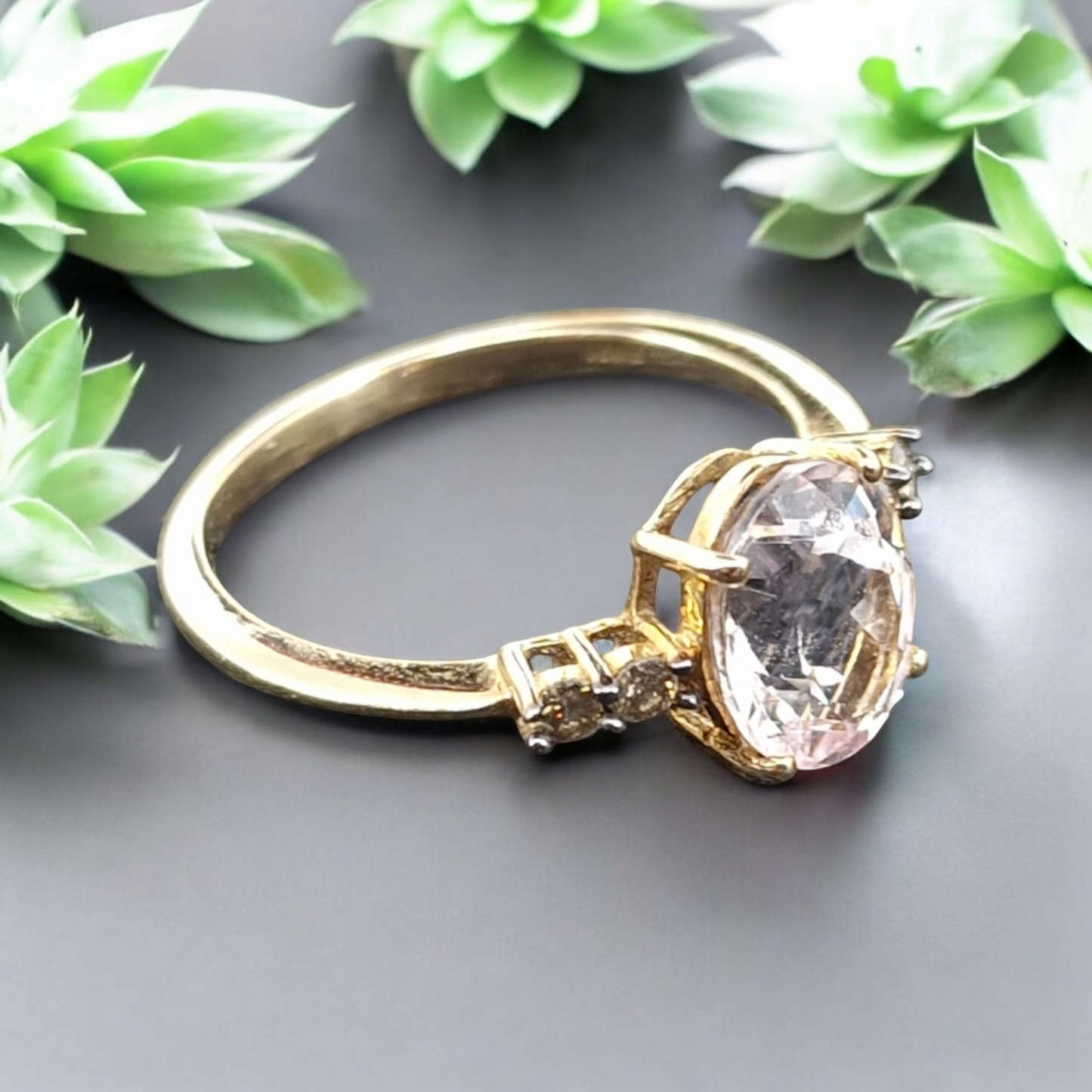 Vintage Morganite and Chocolate Diamond Ring