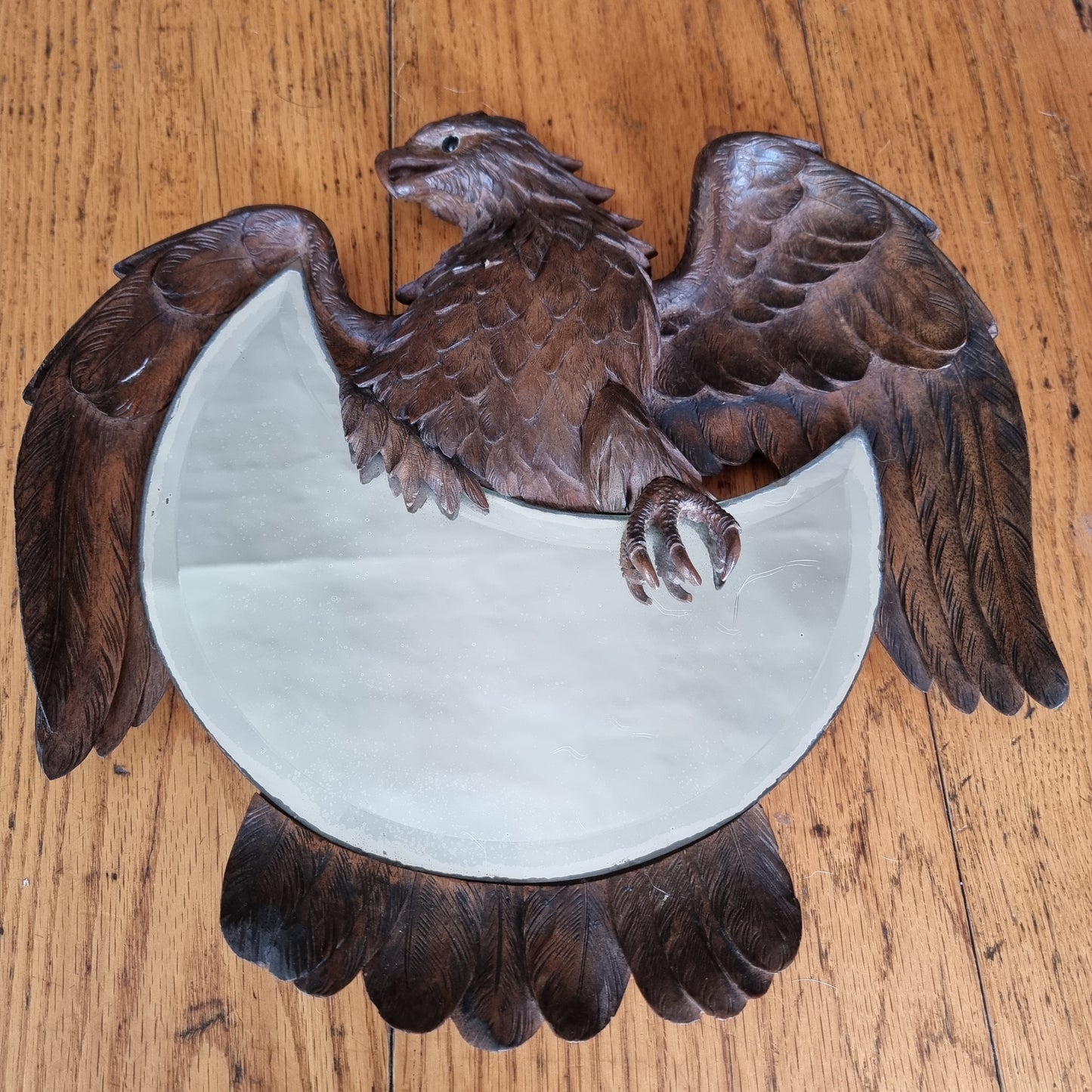 Black Forest Carved Walnut Eagle Mirror