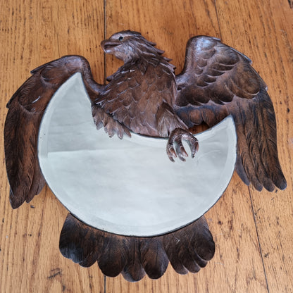 Black Forest Carved Walnut Eagle Mirror