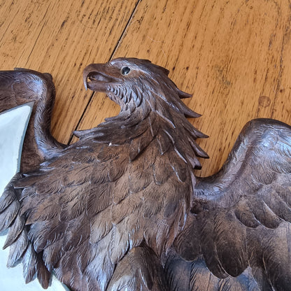 Black Forest Carved Walnut Eagle Mirror