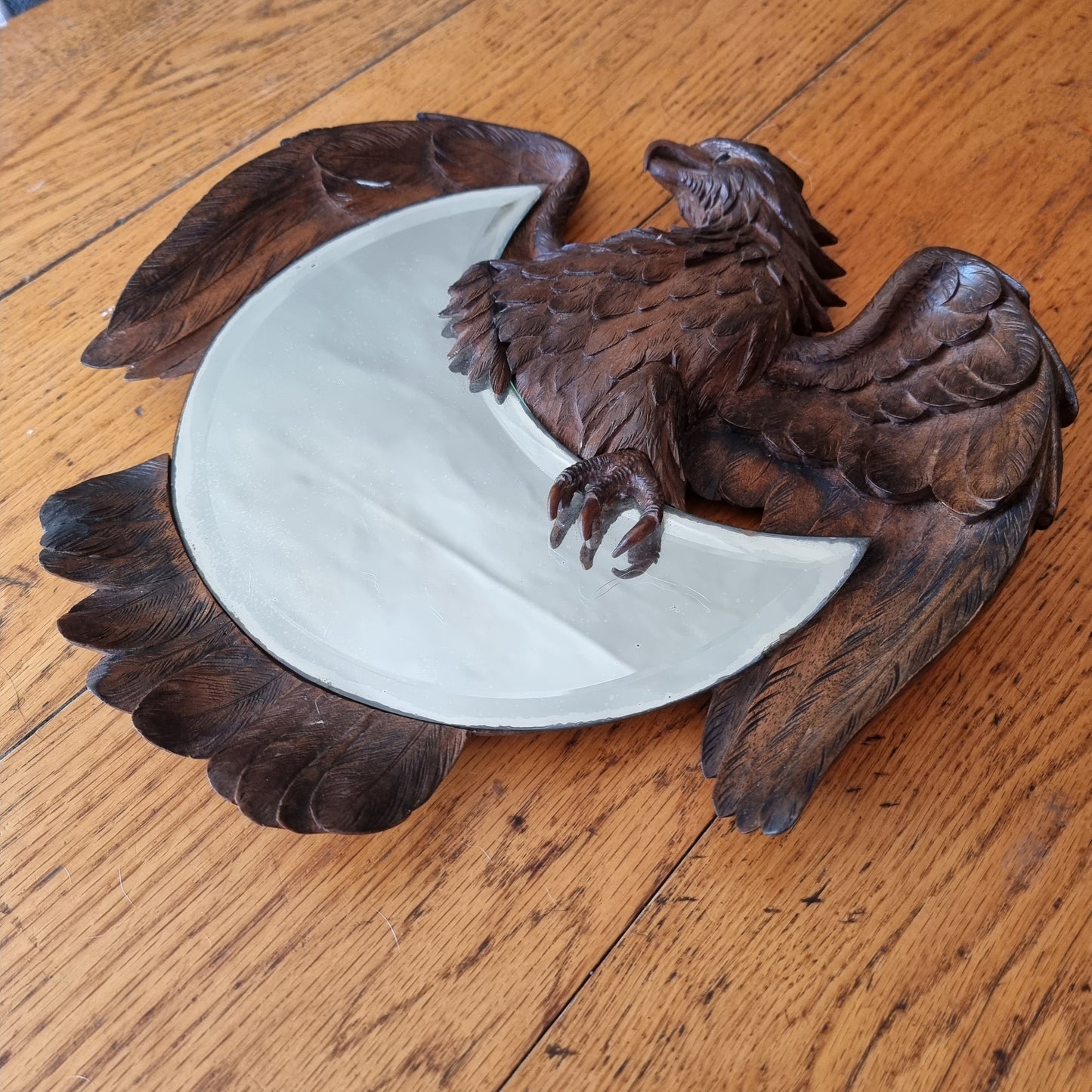 Black Forest Carved Walnut Eagle Mirror